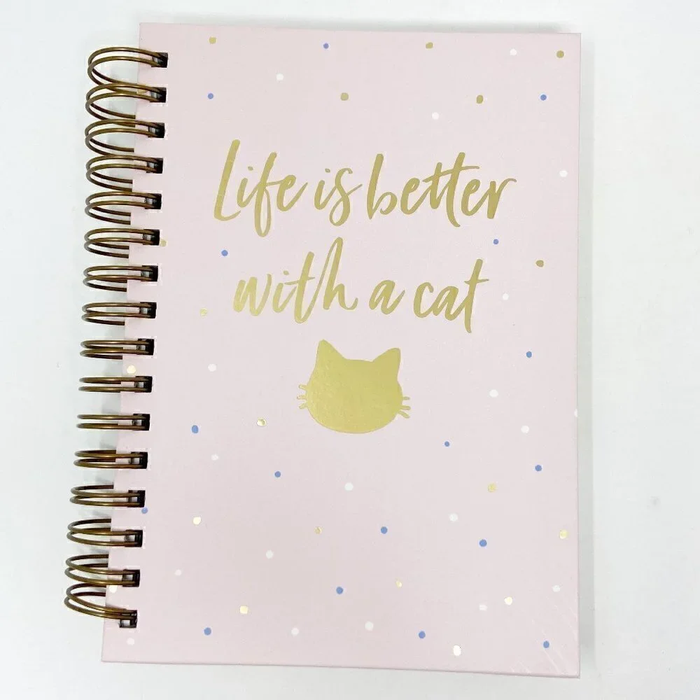 LADY JAYNE | Life is better with a Cat Spiral Bound Journal Pink